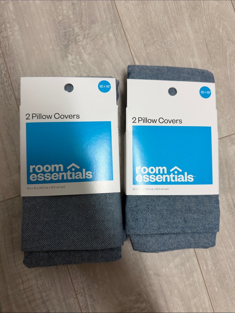 Room Essentials Denim-Look Blue Pillow Covers - Set of 2